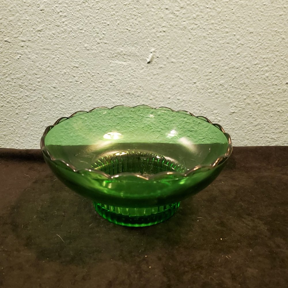 EO Brody Co Green Glass Candy Dish
